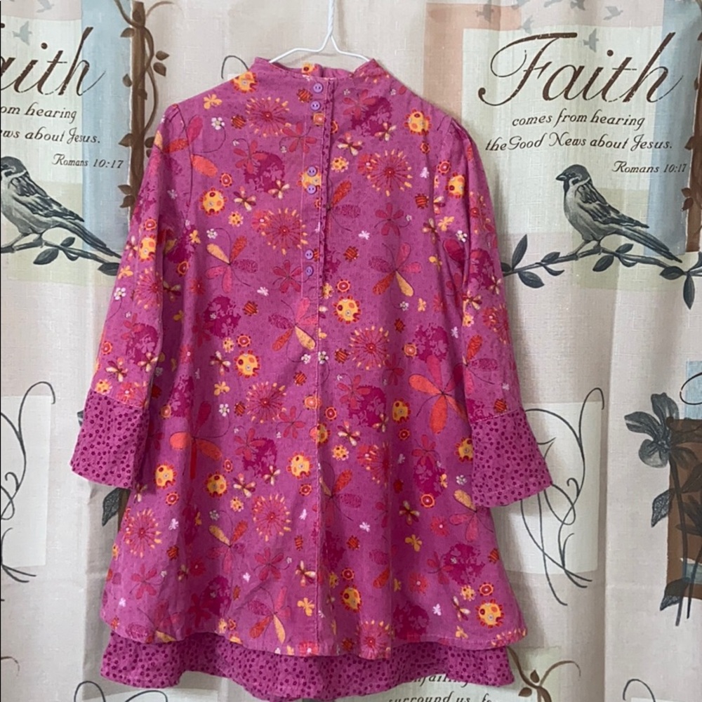 Catimini Cordoroy Pink Spring Garden Dress sz 7
